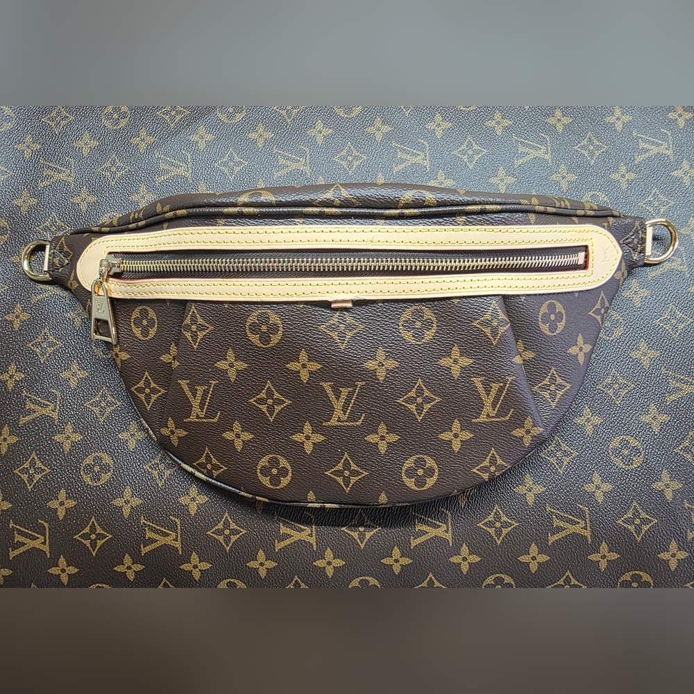 Louis Vuitton High Rise Bum Bag Monogram Canvas Pouch with Gold Accents